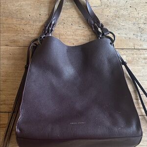 🍇 REBECCA MINKOFF NORTH/SOUTH LEATHER TOTE — EGGPLANT